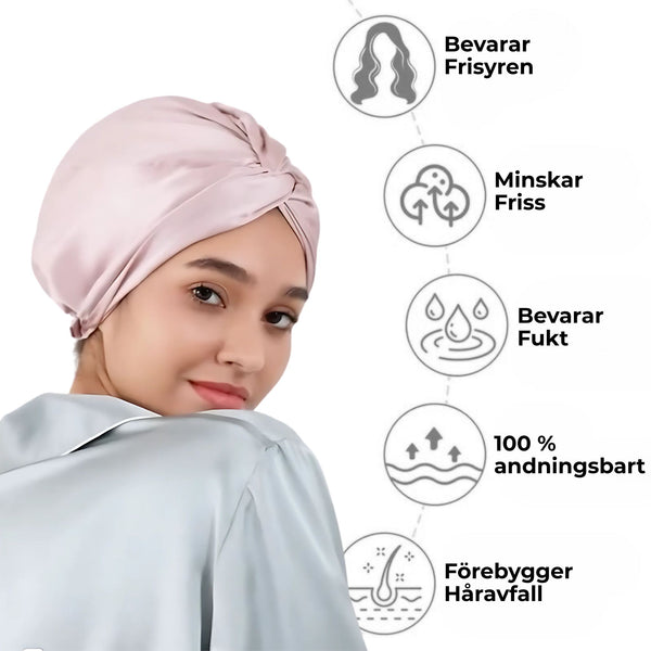 Sovmössa i silke - Skydda håret med silkesmössa i 100% Mulberrysilke