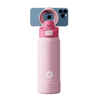 Vattenflaska med Magnetisk Mobilhållare – Isolerad Termosflaska för Träning & Vardag - Rosa