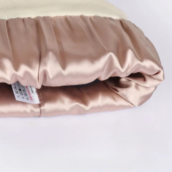 Stickad Satinfodrad Mössa Unisex – Anti-Friss, Varm & Mjuk Vintermössa i Akryl