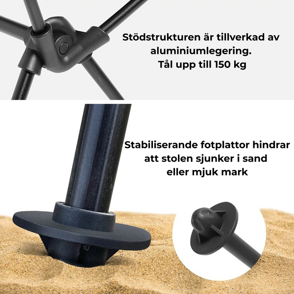 Hopfällbar Campingstol med Hög Rygg & Nackstöd