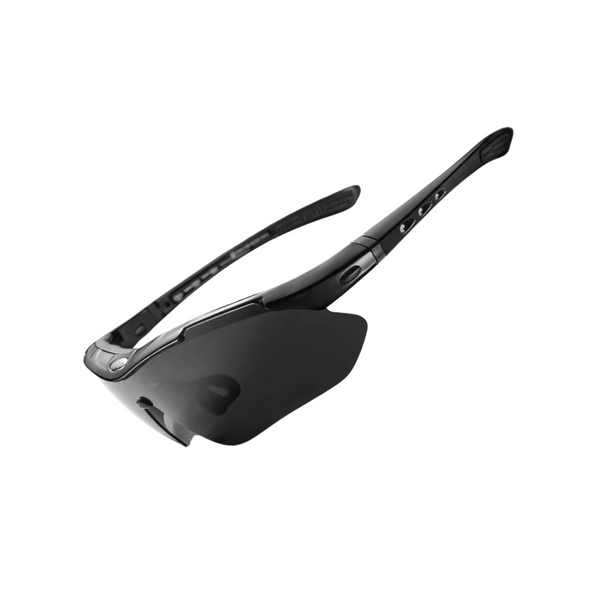 Cykelglasögon med 5 linser – Polariserade sportglasögon med UV400, stöttåliga linser & styrkestöd