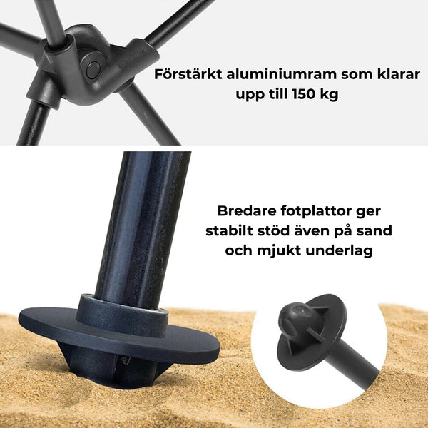 Hopfällbar Campingstol med Hög Rygg & Nackstöd